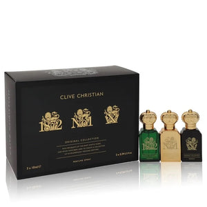 Gift Set - Travel Set Includes Clive Christian 1872 Feminine, Clive Christian No 1 Feminine, Clive Christian X Feminine all in 11 ml Pure Perfume Sprays - Purple Pairs