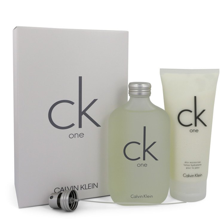 Ck One

 Cologne

By CALVIN KLEIN FOR MEN AND WOMEN  
Gift Set - 200 ml Eau De Toilette Spray + 200 ml Body Moisturizer - Purple Pairs